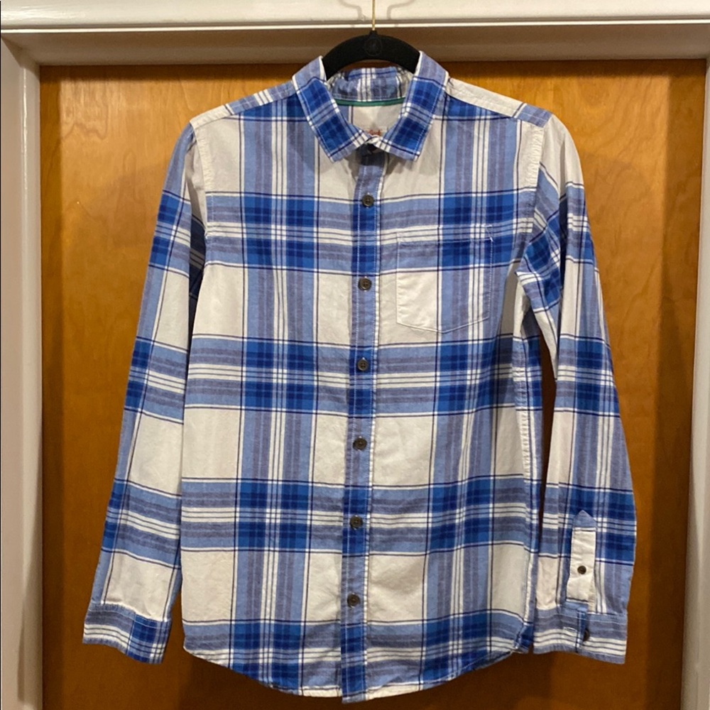 Blue and White Plaid Men's Shirt